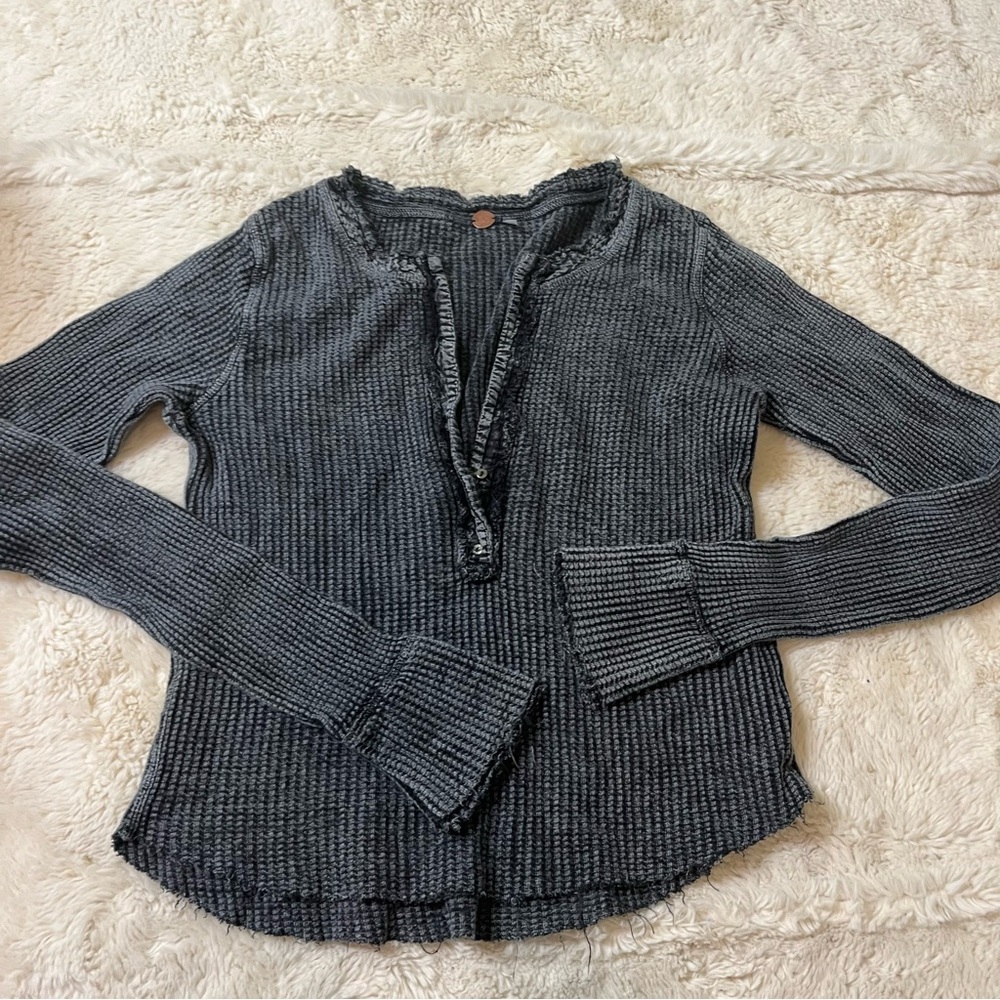 Women's Gray Ribbed Top